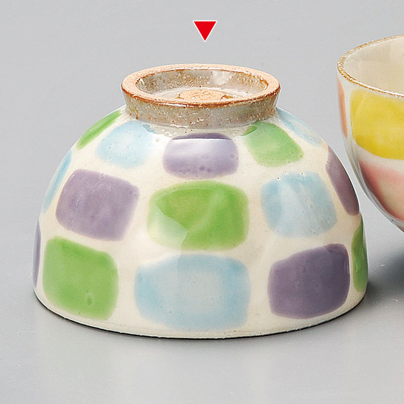 山万 41517-510 色彩格子飯碗 ブルー 1個（ご注文単位1個）【直送品】