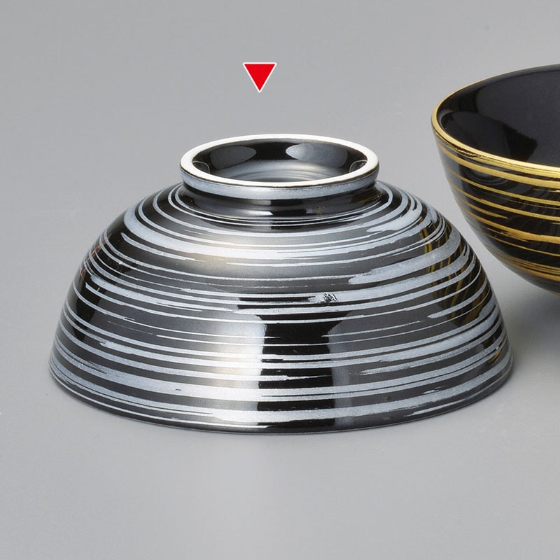 山万 41509-430 黒艶銀刷毛目飯碗 1個（ご注文単位1個）【直送品】