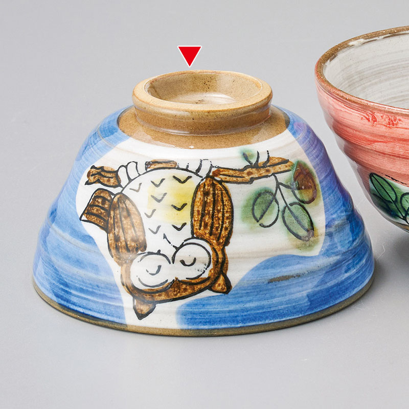 山万 42007-190 粉引ふくろう青茶碗 1個（ご注文単位1個）【直送品】