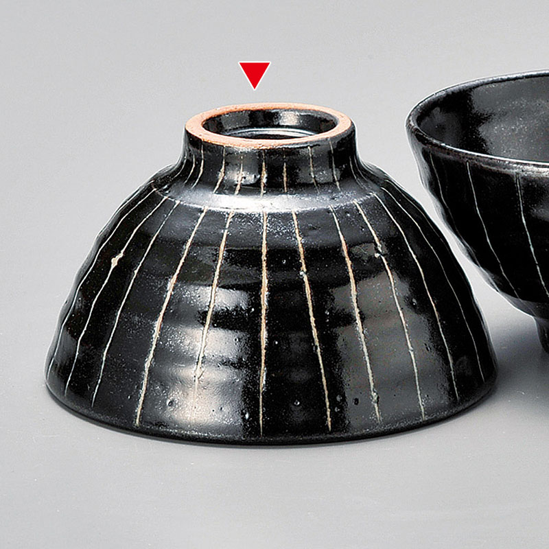 山万 41804-570 黒十草飯碗 大 1個（ご注文単位1個）【直送品】