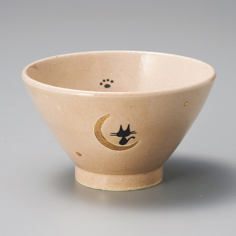 山万 42116-330 月と猫茶碗 ピンク 1個（ご注文単位1個）【直送品】
