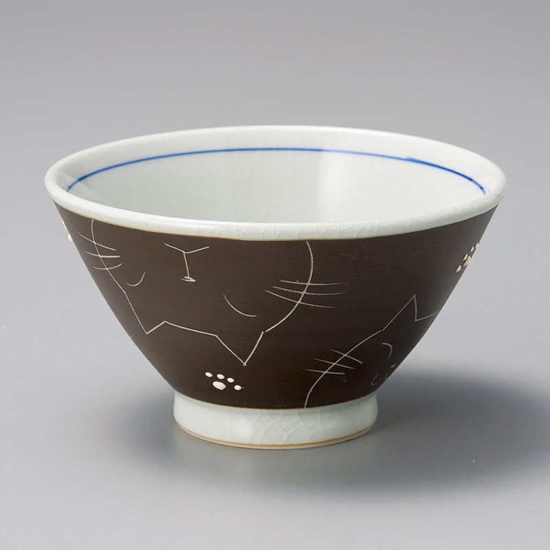 山万 42208-330 サビ猫茶碗 1個（ご注文単位1個）【直送品】