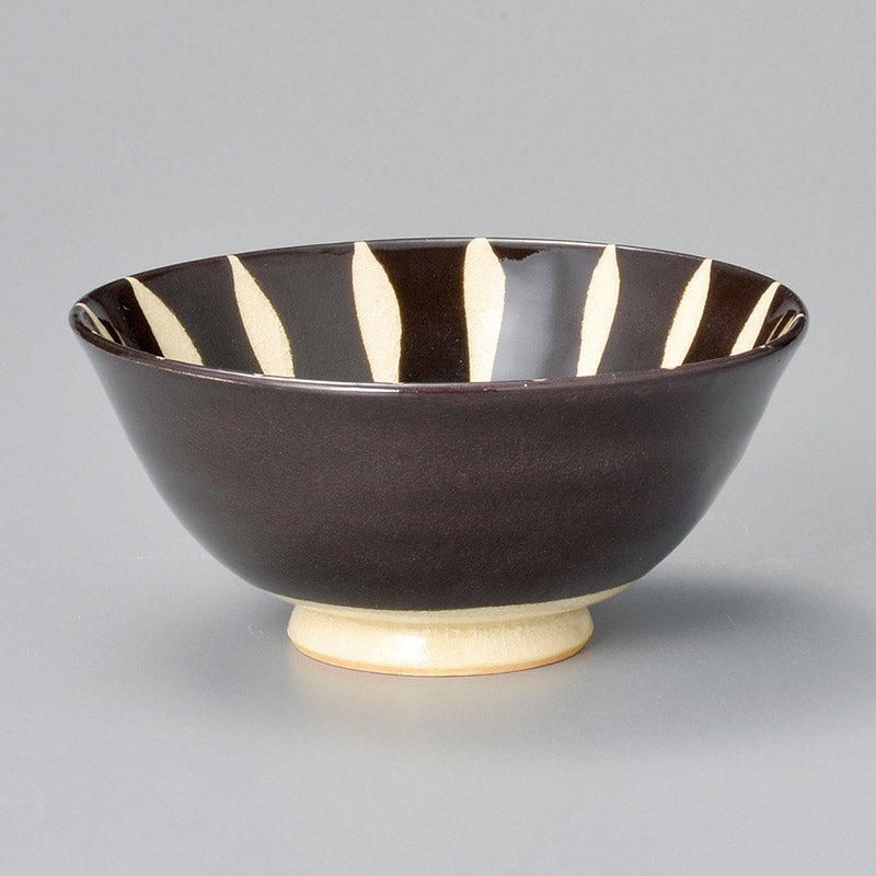 山万 42130-440 黒釉十草飯茶碗 1個（ご注文単位1個）【直送品】