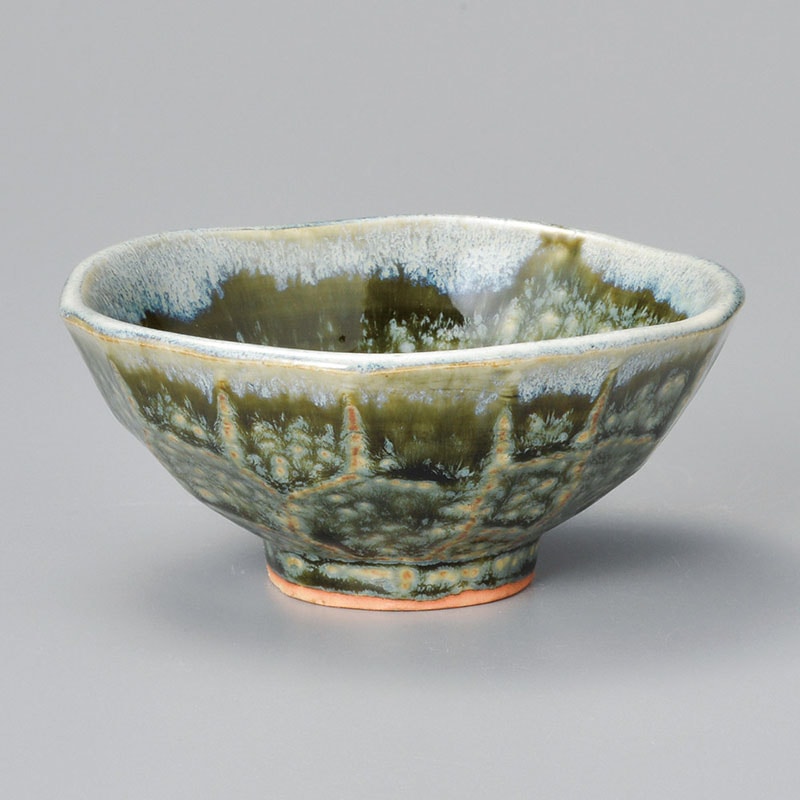 山万 42314-230 織部おふけ中平茶碗 1個（ご注文単位1個）【直送品】