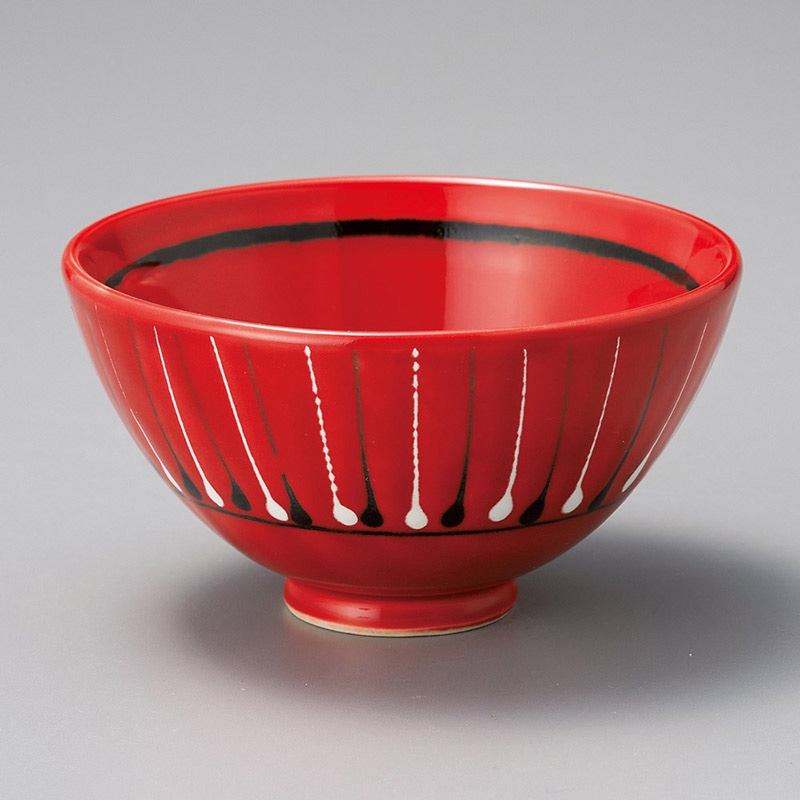 山万 42128-440 朱赤十草飯碗 1個（ご注文単位1個）【直送品】