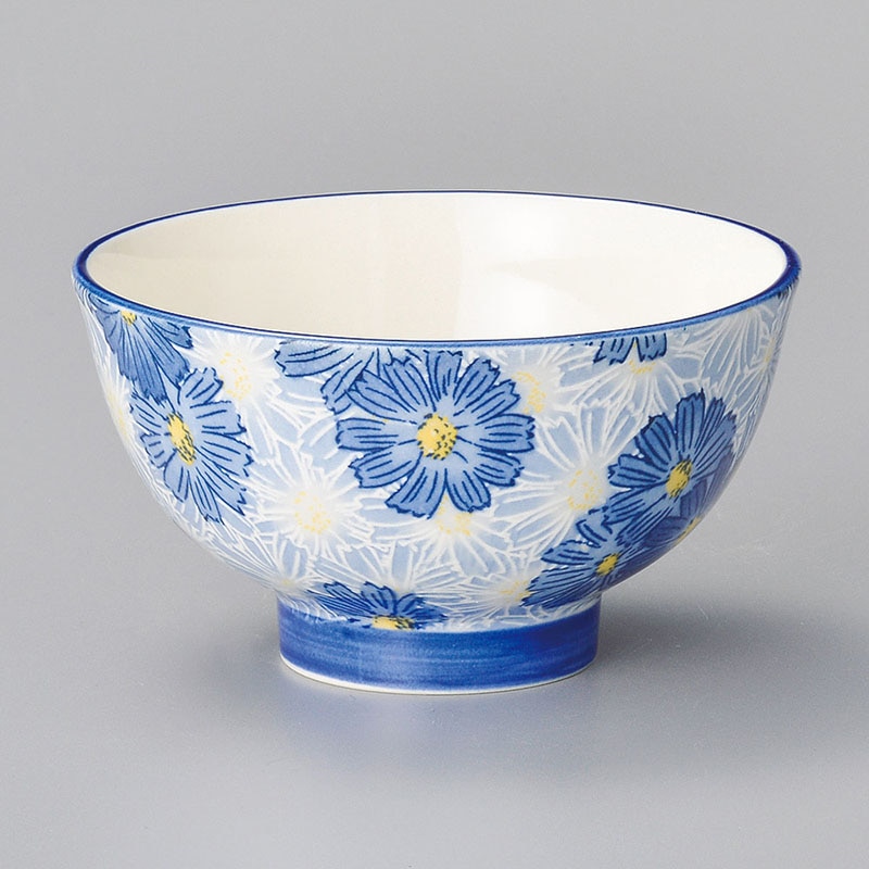 山万 42220-310 華々(青)高台茶碗 1個（ご注文単位1個）【直送品】