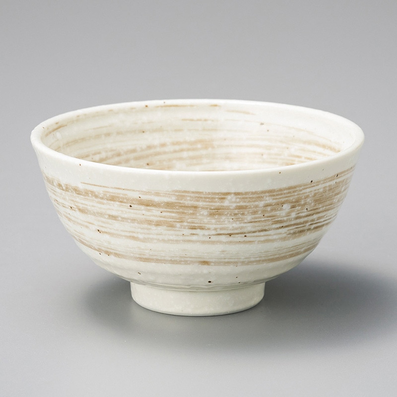 山万 42421-190 刷毛目粉引茶碗(大) 1個（ご注文単位1個）【直送品】