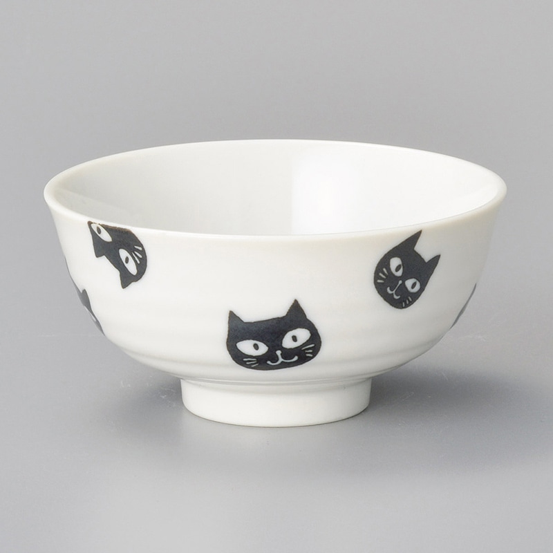 山万 42542-190 黒ねこ茶碗 1個（ご注文単位1個）【直送品】