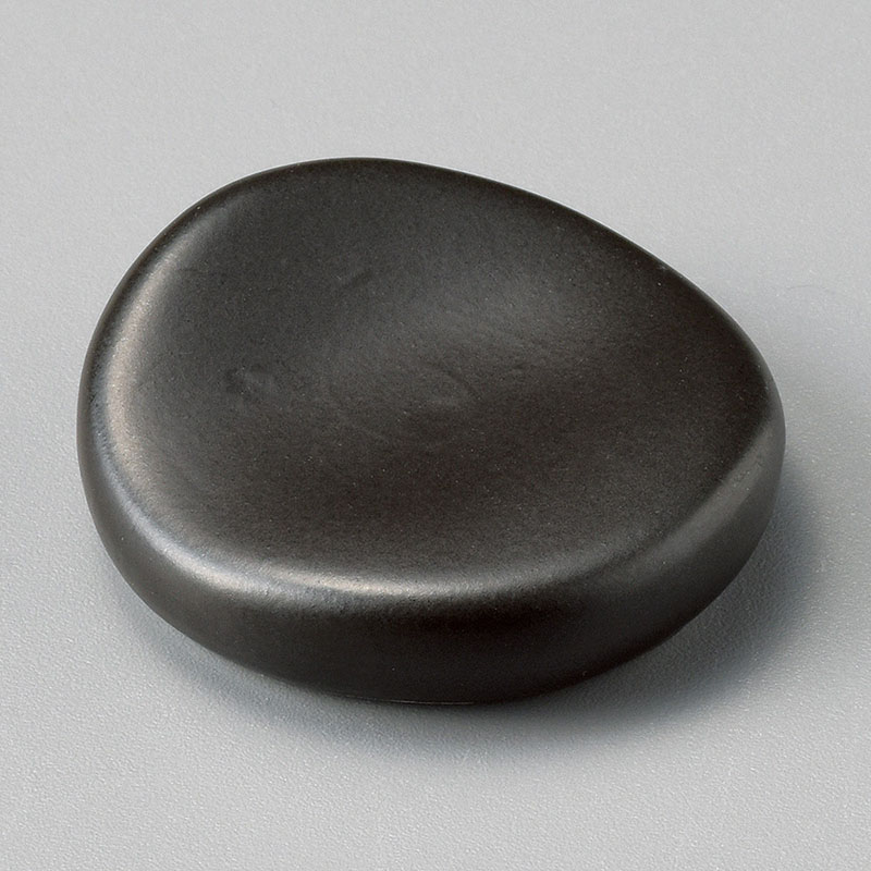 山万 42954-450 黒マット平丸型箸置 1個（ご注文単位1個）【直送品】