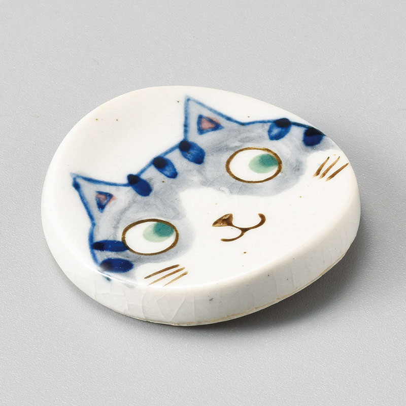 山万 43102-510 やんちゃ猫丸箸置 青 1個（ご注文単位1個）【直送品】