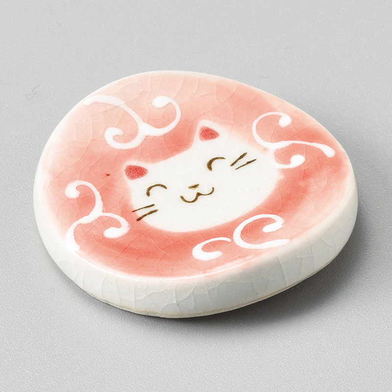 山万 43108-510 一珍唐草猫丸箸置 赤 1個（ご注文単位1個）【直送品】