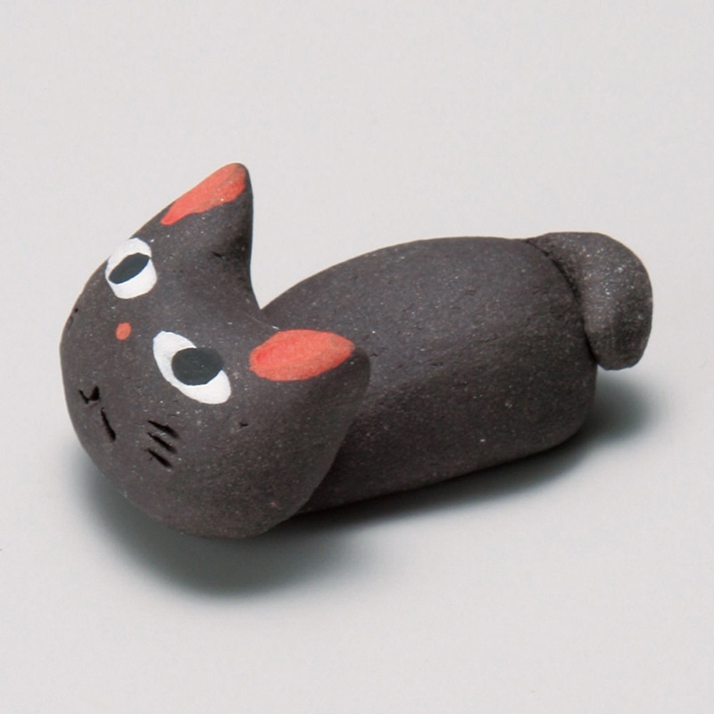 山万 43109-450 手造り猫黒箸置 1個（ご注文単位1個）【直送品】