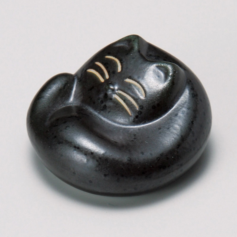 山万 43124-450 箸置黒マット猫 1個（ご注文単位1個）【直送品】
