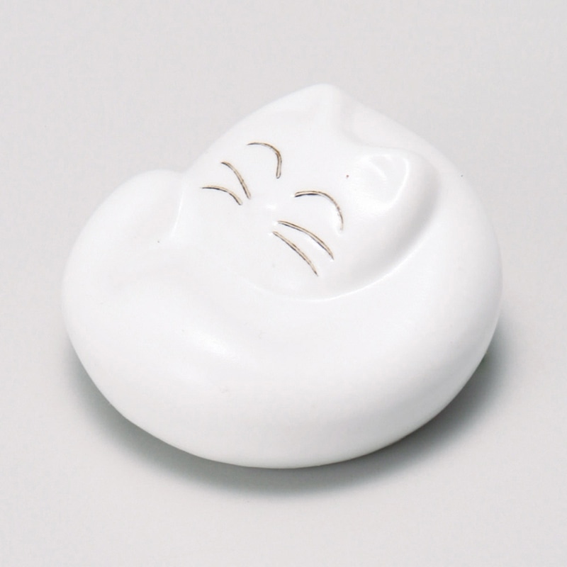 山万 43123-450 箸置白マット猫 1個（ご注文単位1個）【直送品】