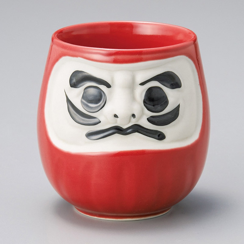 山万 43405-190 だるま(赤)寿司湯呑 1個（ご注文単位1個）【直送品】