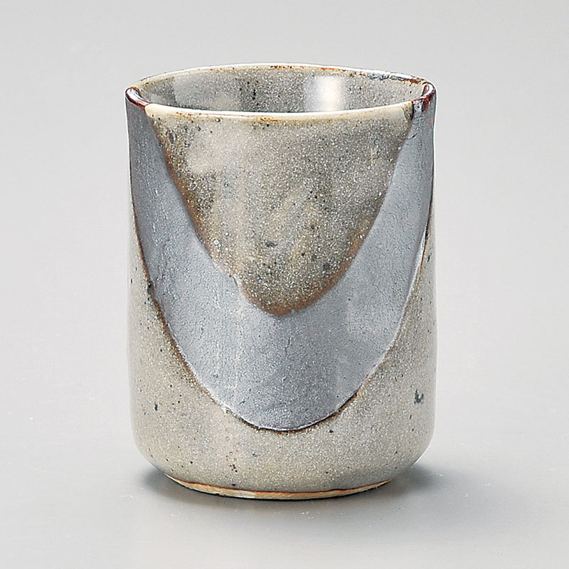 山万 43507-230 ねずみ志野布目中寿司湯呑 1個（ご注文単位1個）【直送品】