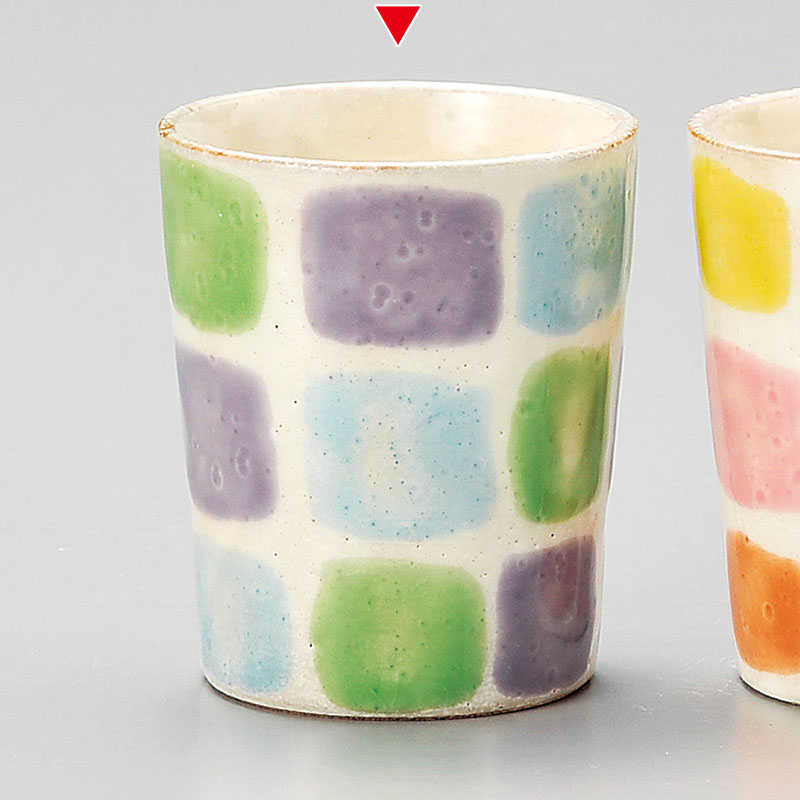 山万 43715-510 色彩格子湯呑 ブルー 1個（ご注文単位1個）【直送品】