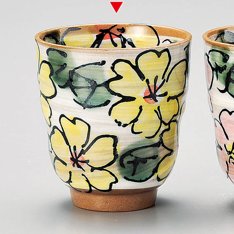 山万 43741-310 洋花イエロー湯呑 1個（ご注文単位1個）【直送品】