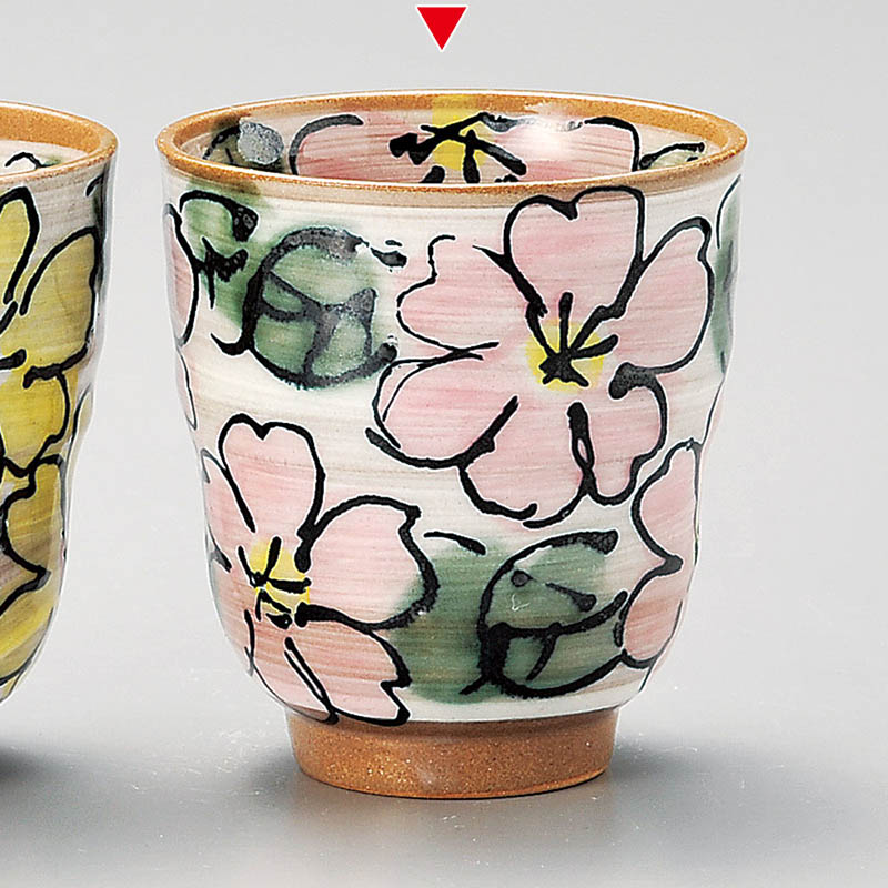 山万 43742-310 洋花ピンク湯呑 1個（ご注文単位1個）【直送品】