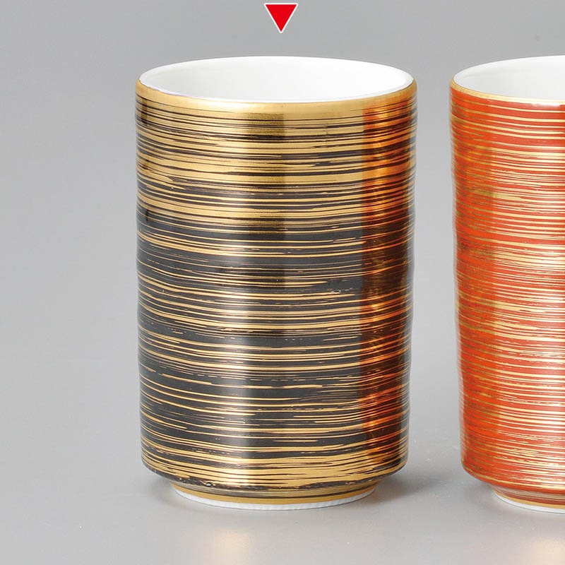 山万 43701-430 黒巻き金渦長湯呑 1個（ご注文単位1個）【直送品】