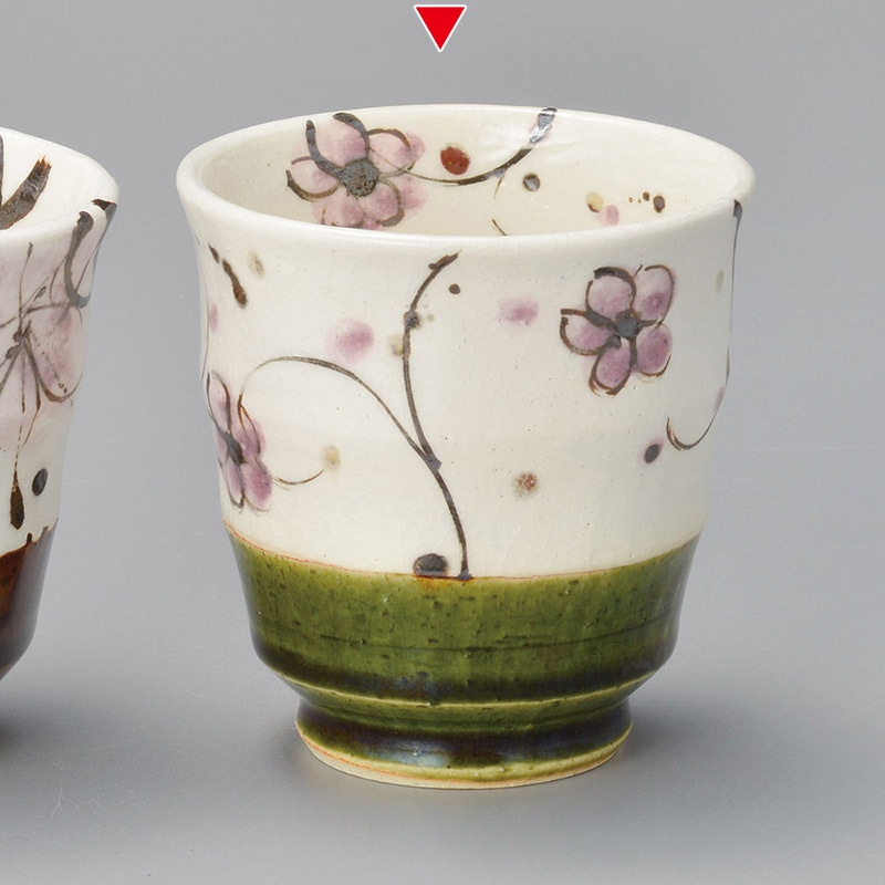 山万 43708-270 織部花唐草湯呑 1個（ご注文単位1個）【直送品】