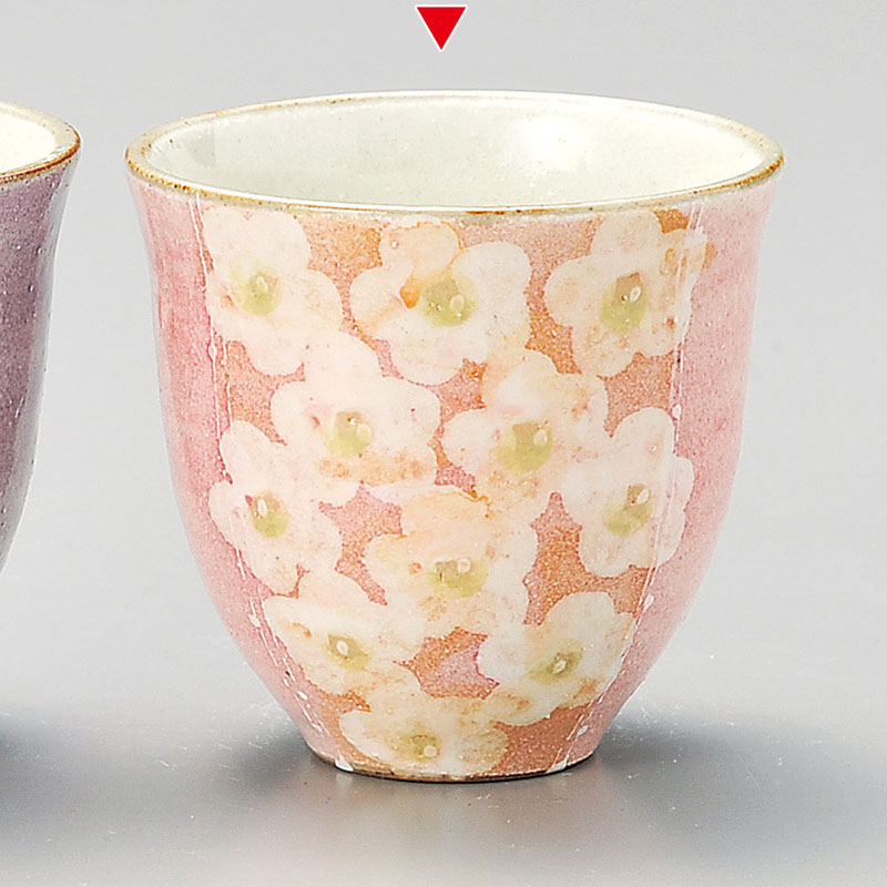山万 43714-510 粉引花畑湯呑 ピンク 1個（ご注文単位1個）【直送品】