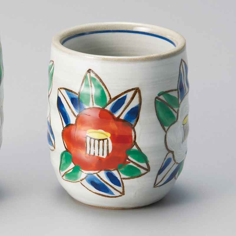 山万 43734-310 染錦椿湯呑(小) 1個（ご注文単位1個）【直送品】