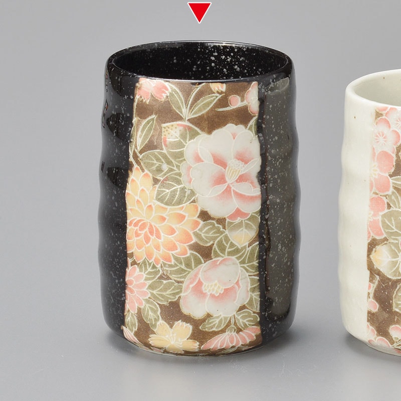 山万 43747-230 黒友禅組湯呑(大) 1個（ご注文単位1個）【直送品】