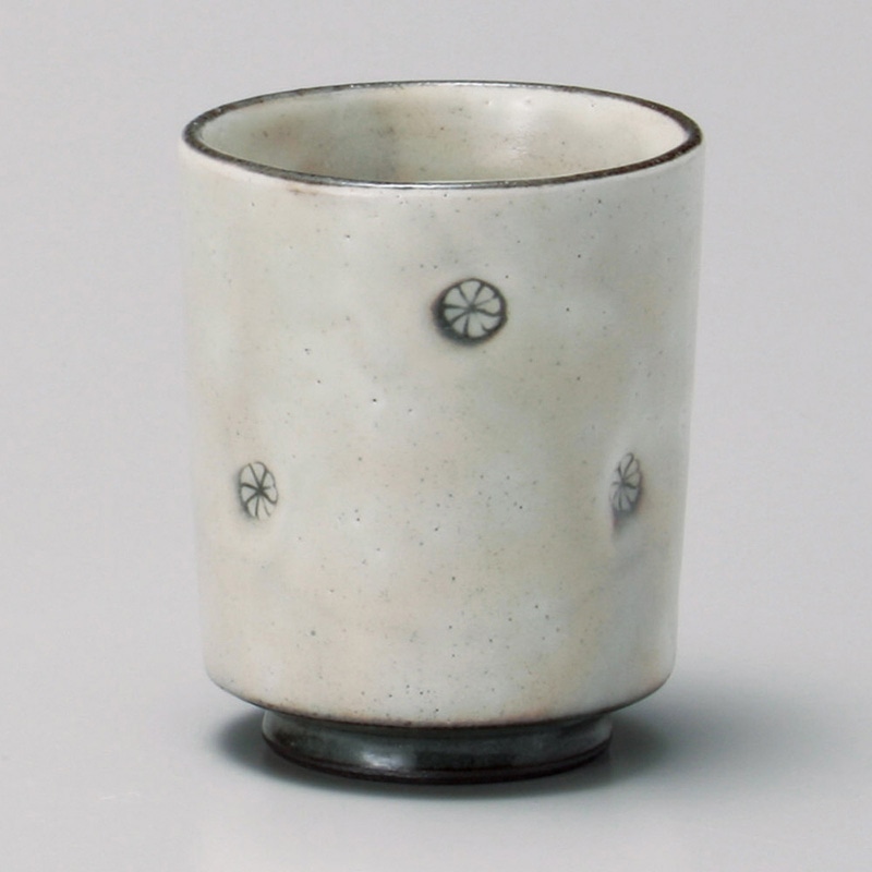 山万 43811-440 粉引印花湯呑 1個（ご注文単位1個）【直送品】