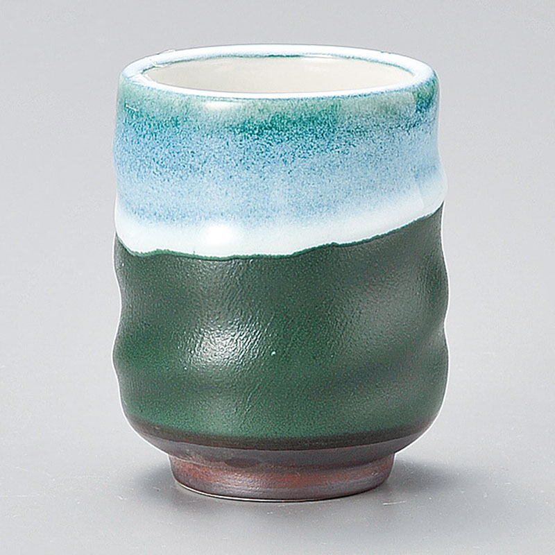 山万 43911-310 グリーン流寿司湯呑 1個（ご注文単位1個）【直送品】