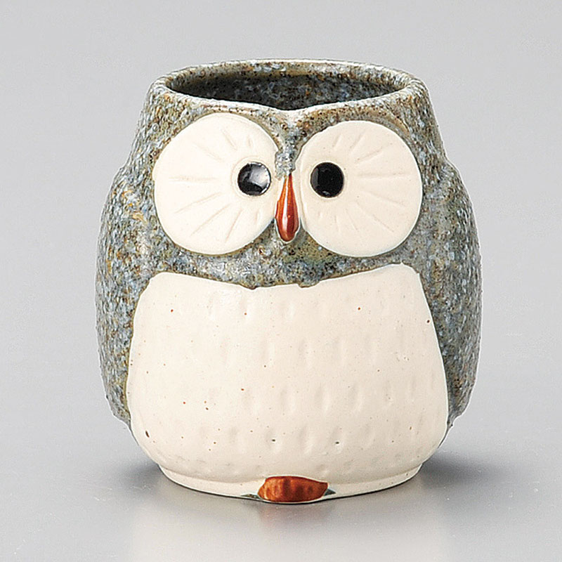 山万 43838-460 グレーふくろう湯呑 1個（ご注文単位1個）【直送品】