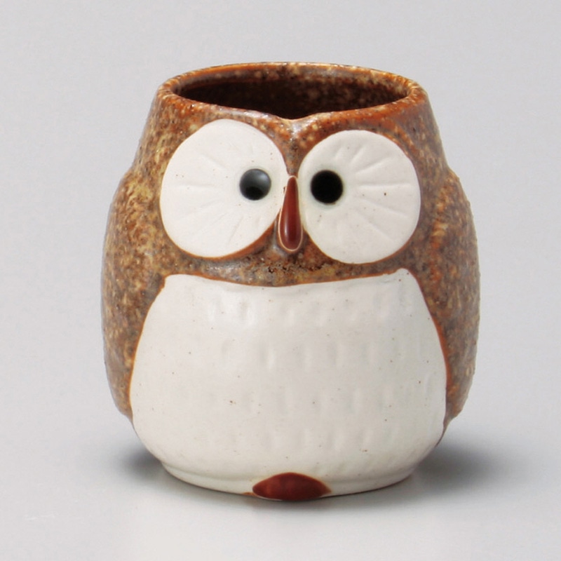 山万 43837-460 茶ふくろう湯呑 1個（ご注文単位1個）【直送品】