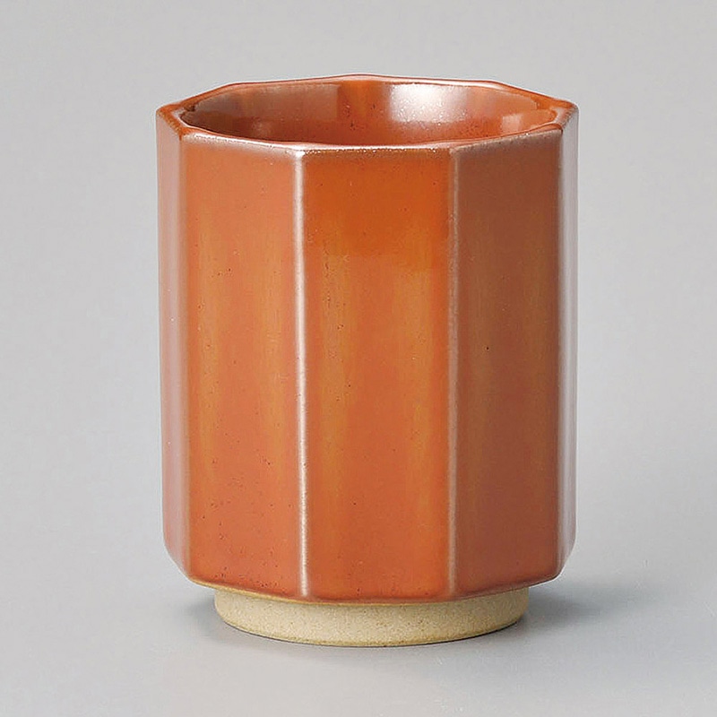 山万 44034-310 柿釉九角湯呑 1個（ご注文単位1個）【直送品】