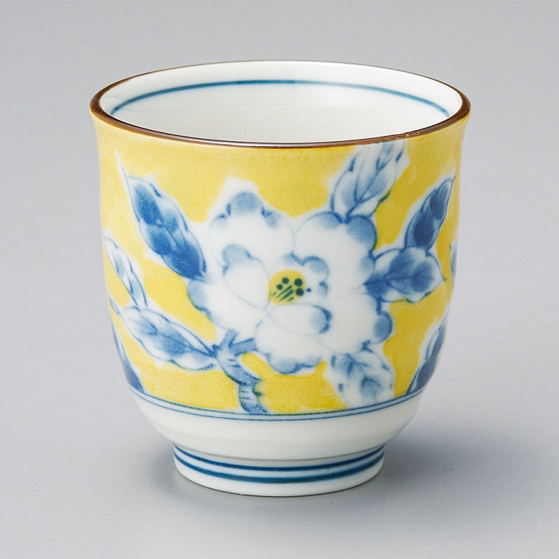 山万 44121-310 黄彩花紋反湯呑 1個（ご注文単位1個）【直送品】