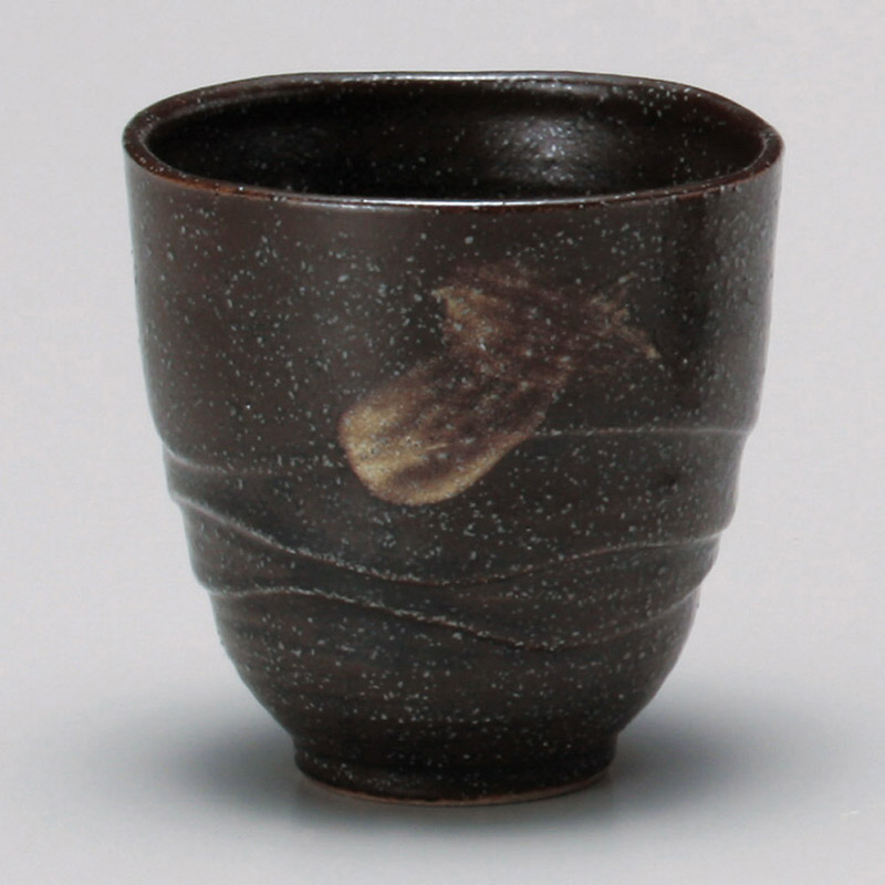 山万 44118-020 さざ波湯呑黒 1個（ご注文単位1個）【直送品】