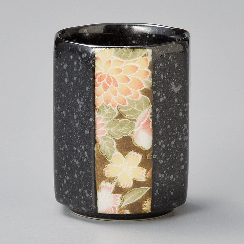 山万 44124-230 黒友禅八角湯呑 1個（ご注文単位1個）【直送品】