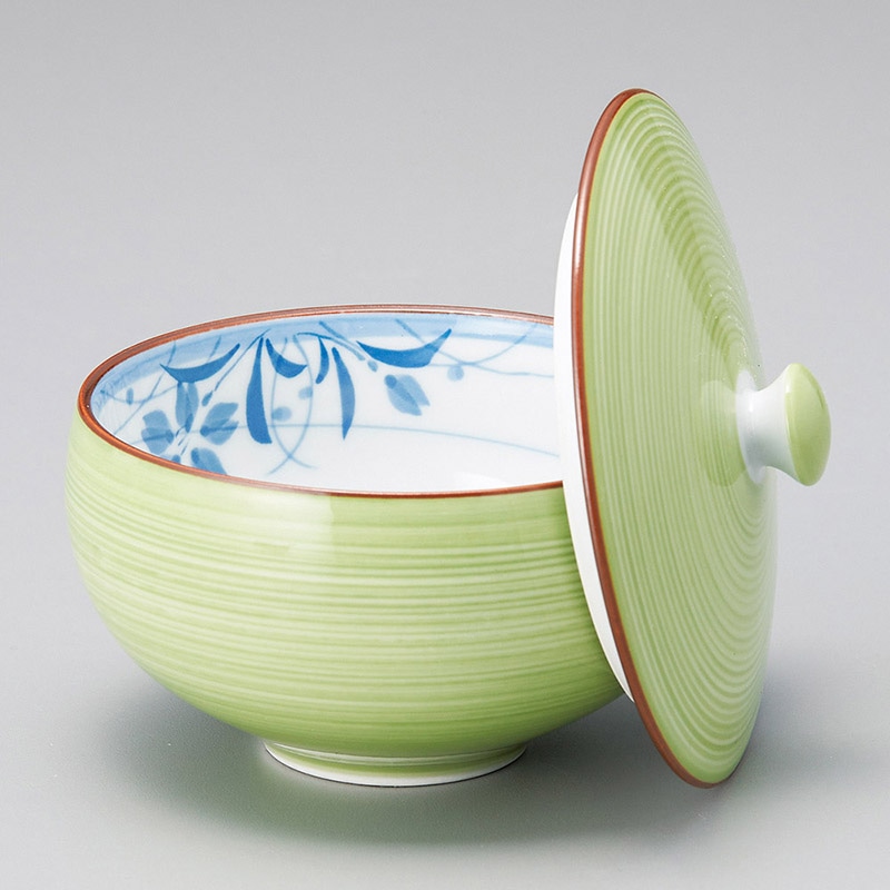 山万 44224-730 緑巻桔梗絵蓋付汲出(波佐見焼) 1個（ご注文単位1個）【直送品】