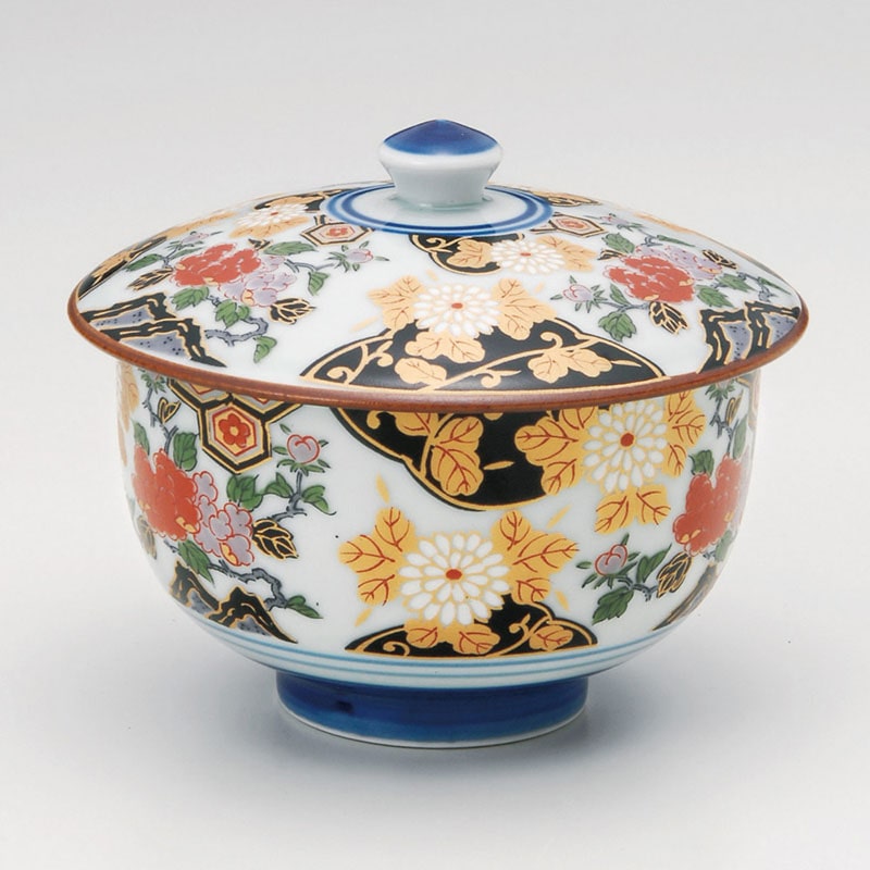 山万 44228-730 亀甲岩牡丹蓋付汲出(有田焼) 1個（ご注文単位1個）【直送品】