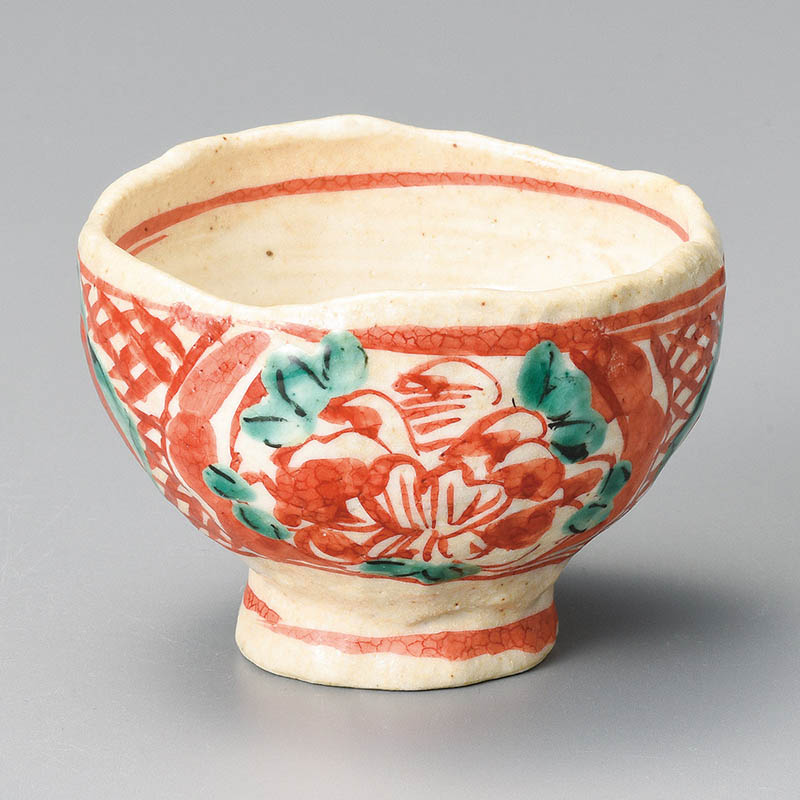 山万 44401-510 赤彩丸紋手引き煎茶 1個（ご注文単位1個）【直送品】