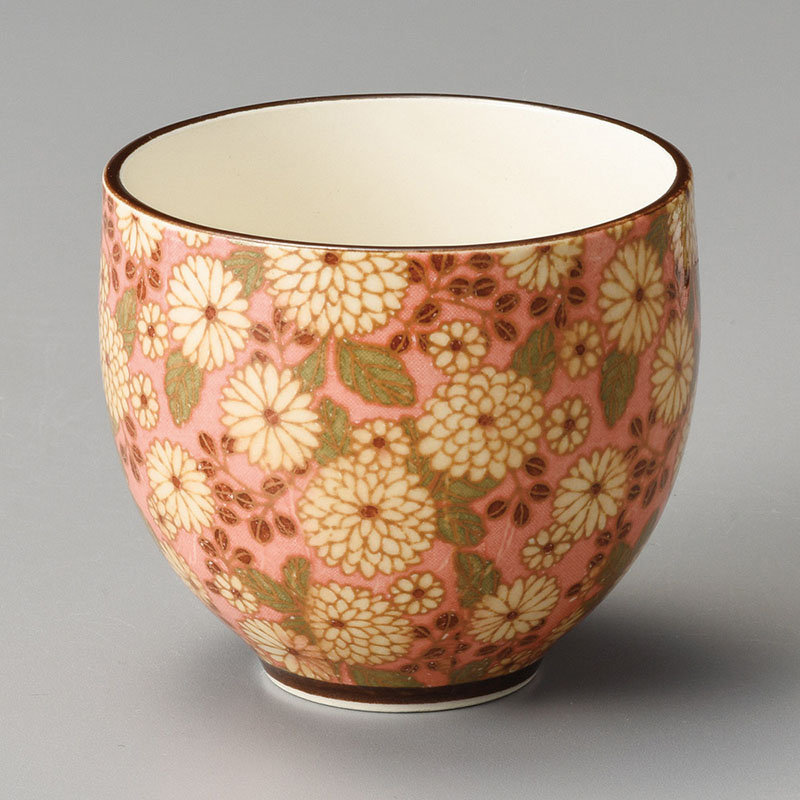 山万 44527-130 菊の小路丸湯呑(ピンク) 1個（ご注文単位1個）【直送品】