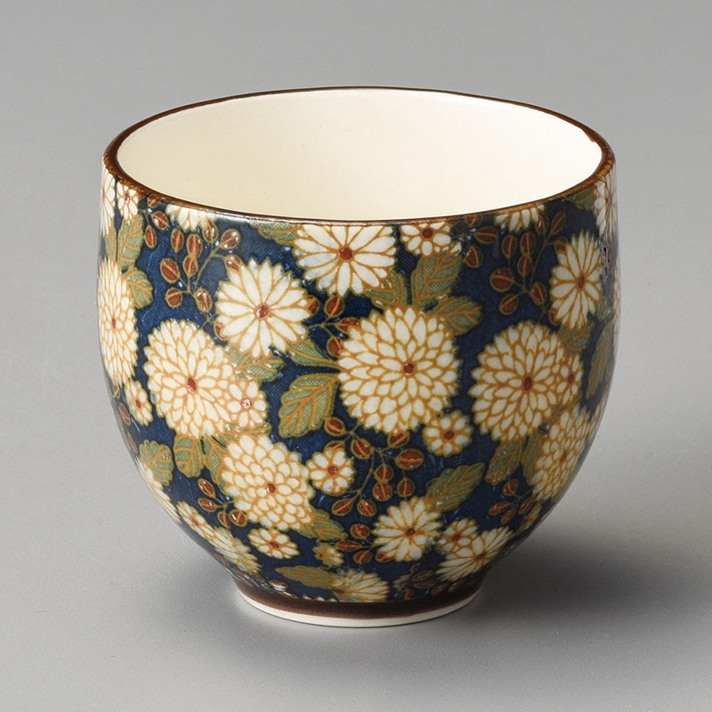 山万 44528-130 菊の小路丸湯呑(紺) 1個（ご注文単位1個）【直送品】