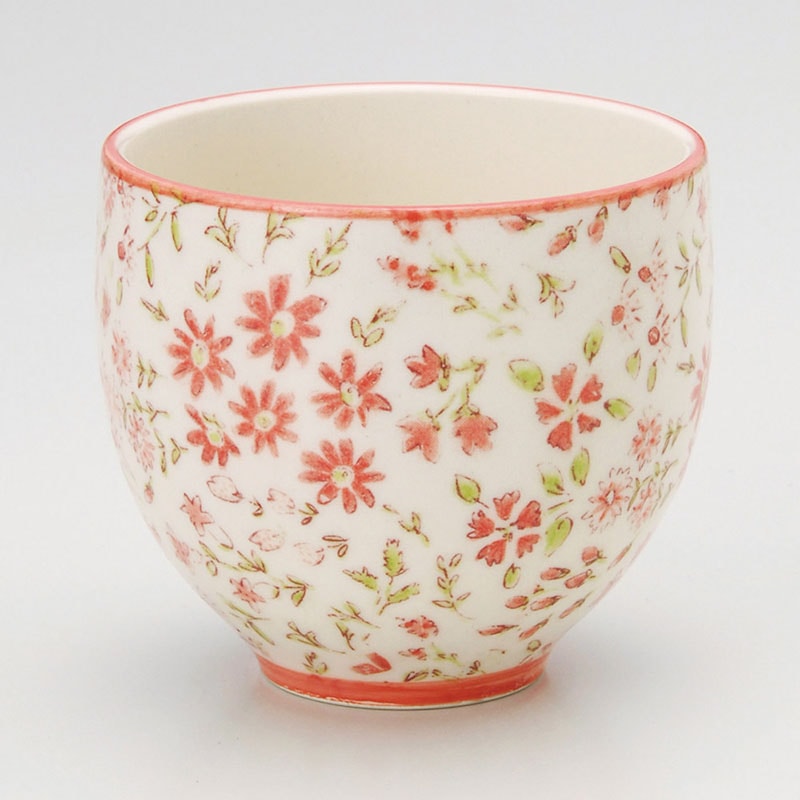 山万 44611-310 なでしこ湯呑(赤) 1個（ご注文単位1個）【直送品】