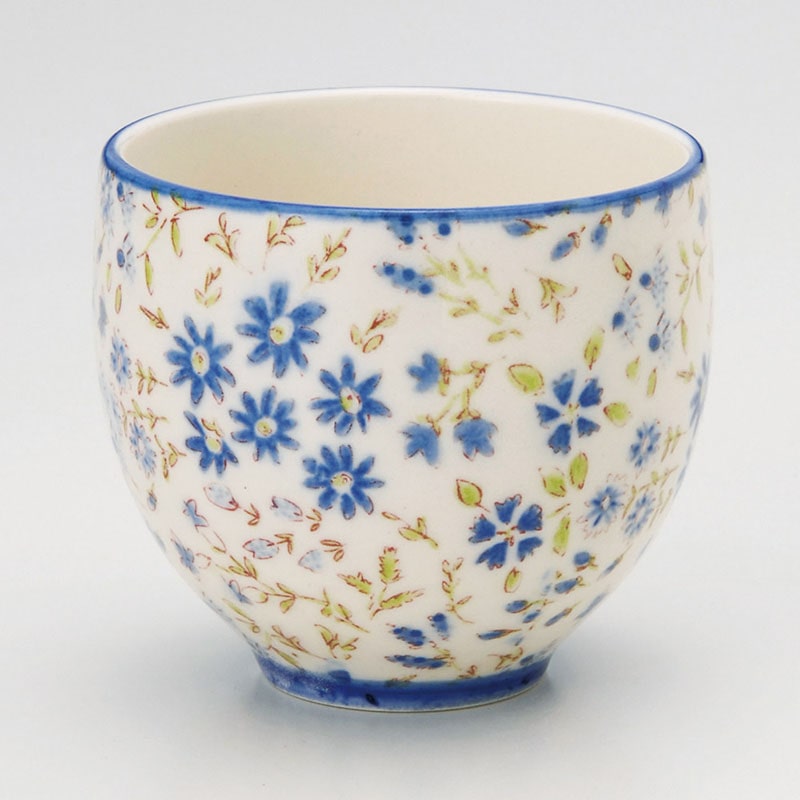 山万 44612-310 なでしこ湯呑(青) 1個（ご注文単位1個）【直送品】