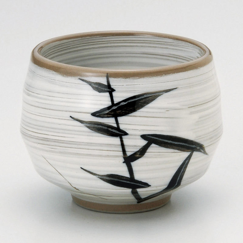 山万 44608-180 白刷毛笹玉湯呑 1個（ご注文単位1個）【直送品】