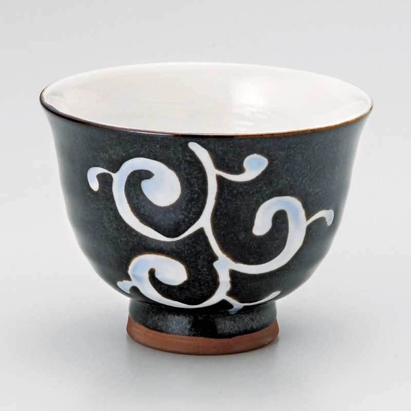 山万 44622-580 黒釉唐草高浜煎茶 1個（ご注文単位1個）【直送品】