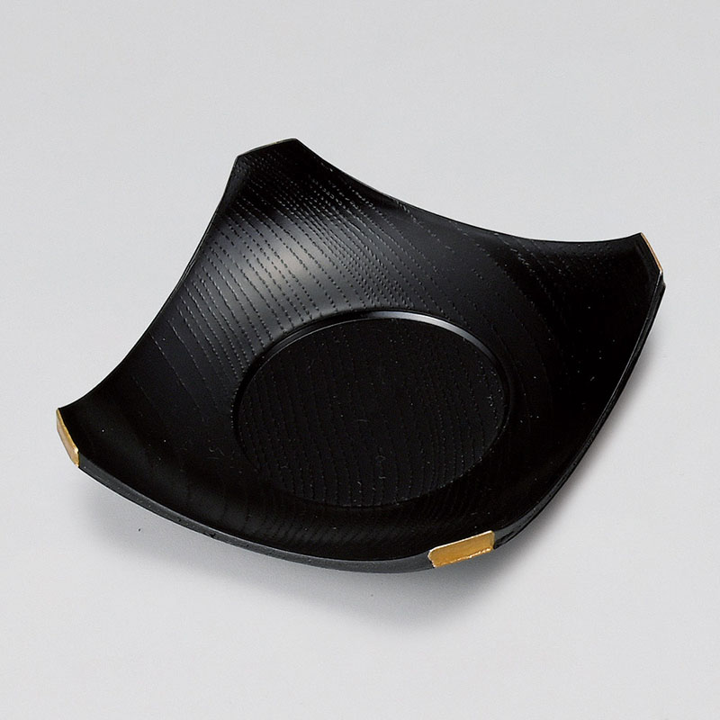 山万 44831-800 [A]隅切茶托 黒渕金 1個（ご注文単位1個）【直送品】