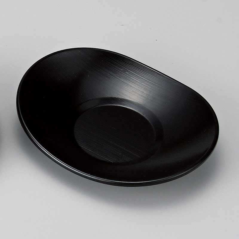 山万 44833-800 [A]小判刷毛目茶托 黒 1個（ご注文単位1個）【直送品】