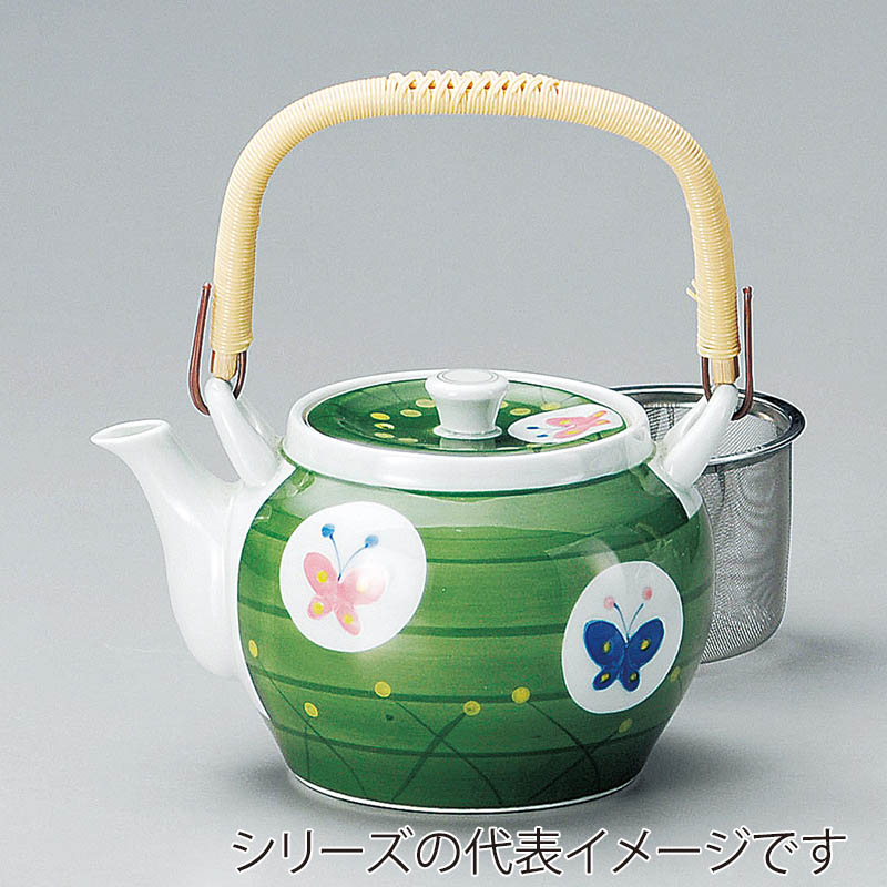 山万 45017-730 グリーン巻蝶U付10号土瓶 有 1個（ご注文単位1個）【直送品】