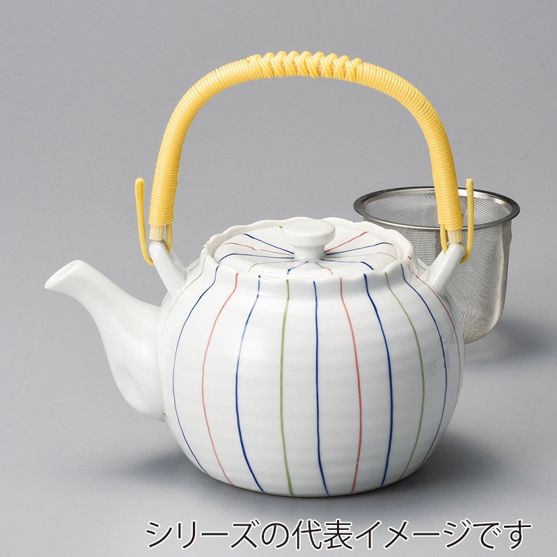 山万 45201-180 三色ライン8号土瓶(アミ付) 1個（ご注文単位1個）【直送品】