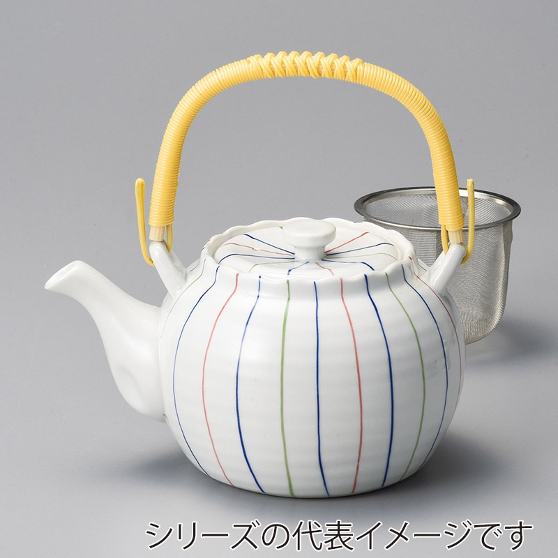 山万 45202-180 三色ライン6号土瓶(アミ付) 1個（ご注文単位1個）【直送品】